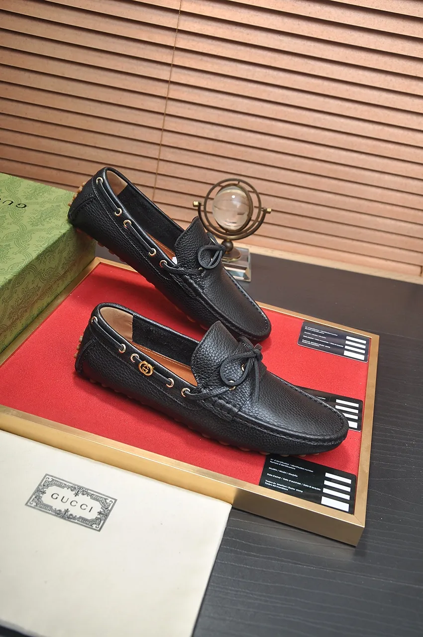 Men's Men's Shoes💰420💶【GUCCI】 (High-end Niuli) New 🍀Gucci*——Gucci Doudou Shoes! Made of imported original cowhide, the inner top layer is comfortable cowhide lining! Original wear-resistant rubber outsole! High quality products! Code number 38-44!